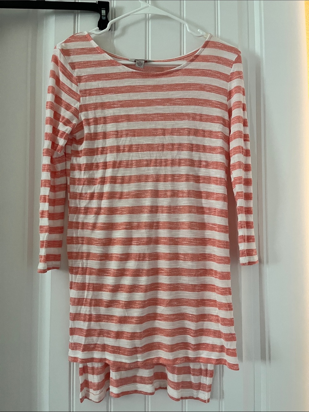 Arizona Jean Company Coral Pink & White Striped Long Sleeve Tee